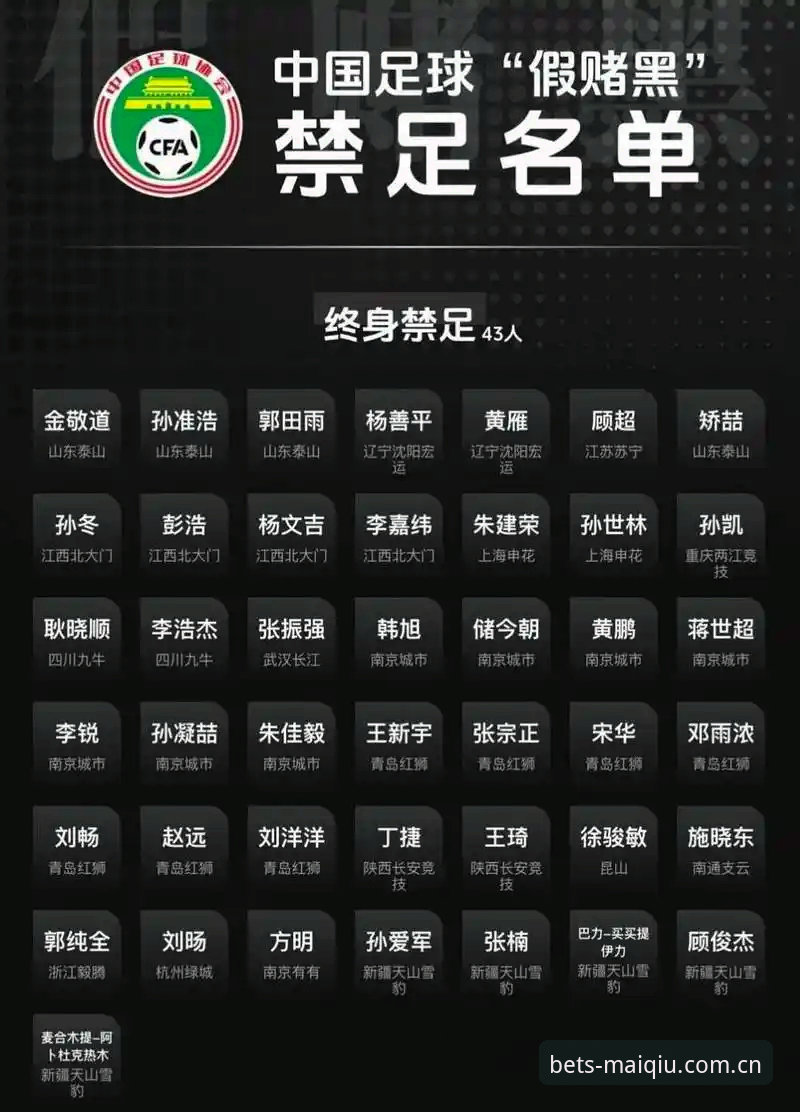 中国足协禁足名单再扩容，体育投注平台用户该如何看待行业乱象？